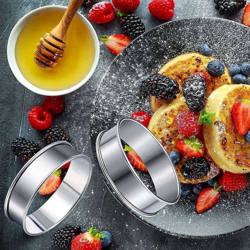 12 Pieces 3.15 Inch Tart Rings Stainless Steel Crumpet Rings Molds