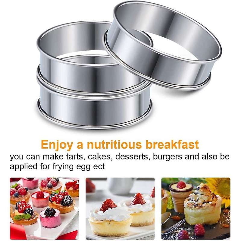 12 Pieces 3.15 Inch Tart Rings Stainless Steel Crumpet Rings Molds