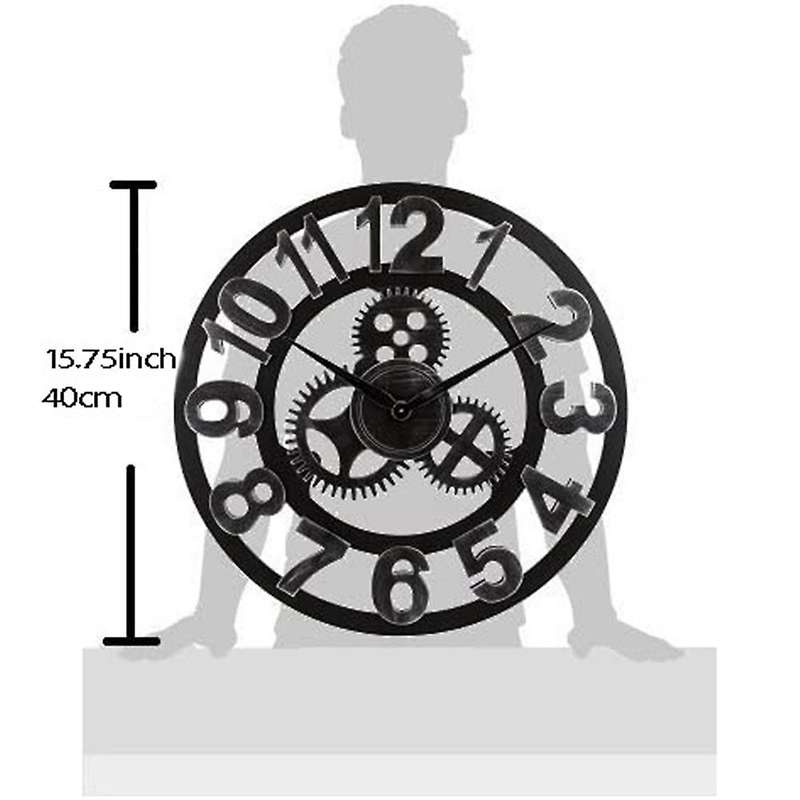 15.75 Inch 3d Wall Clock with Gear Decorative for House Warming Gift