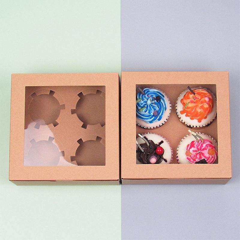25 Pieces Open Window Cup Cake Box 4 Kraft Paper Baking Pastry Box