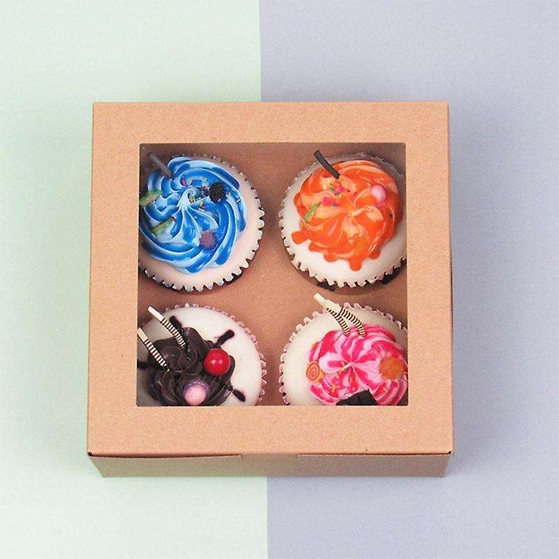 25 Pieces Open Window Cup Cake Box 4 Kraft Paper Baking Pastry Box