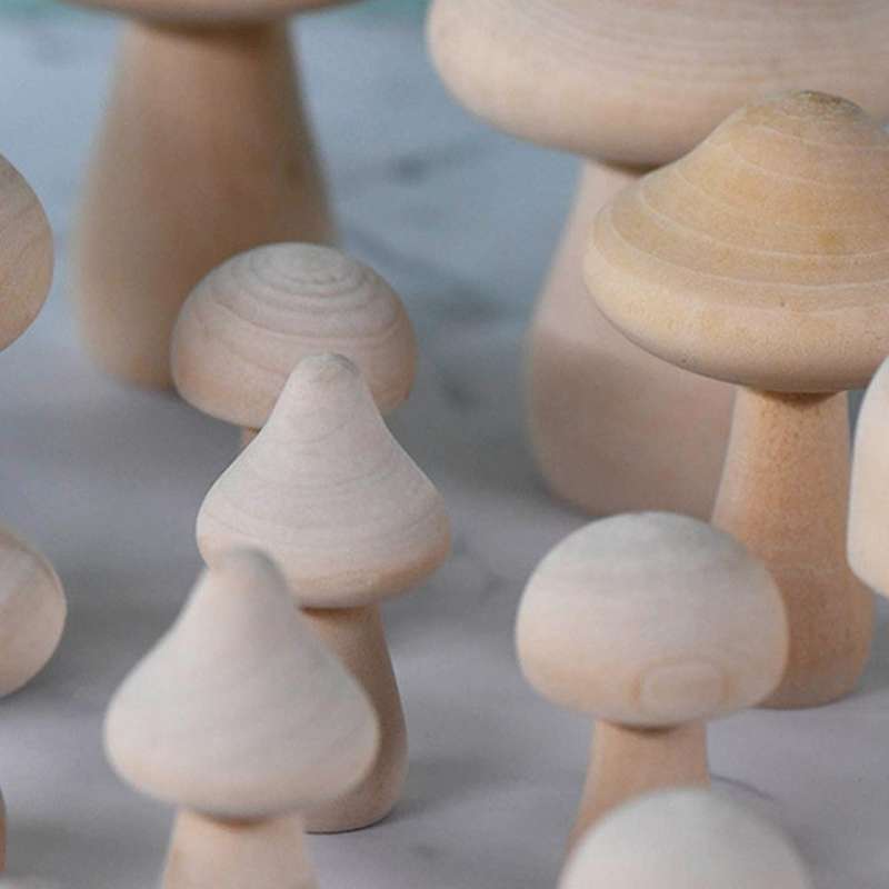 40 Pieces Wooden Mushroom Set for Children's Arts and Diy Crafts