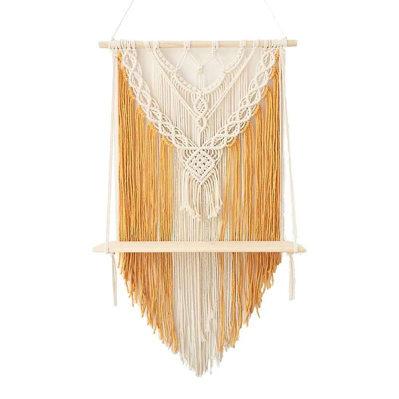 Macrame Wall Hanging Shelf, Boho Decorative Floating Plants Shelf