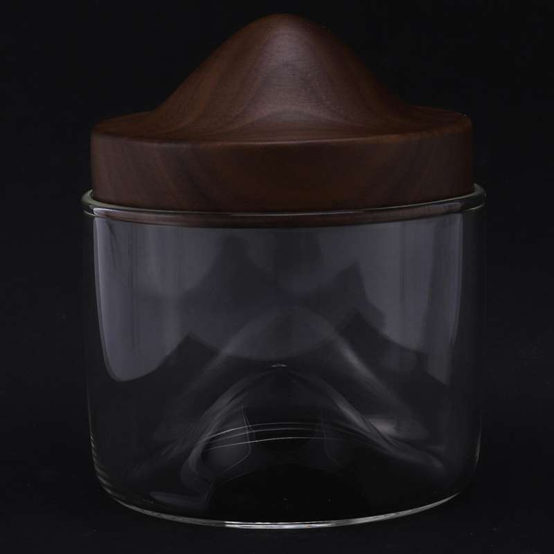 2x New Whiskey Small Glass Mountain Wooden Bottom Glass Walnut