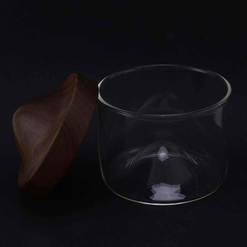 2x New Whiskey Small Glass Mountain Wooden Bottom Glass Walnut