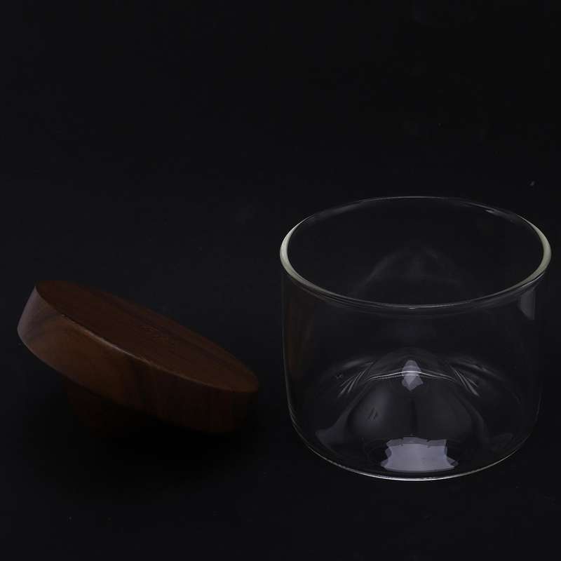 2x New Whiskey Small Glass Mountain Wooden Bottom Glass Walnut