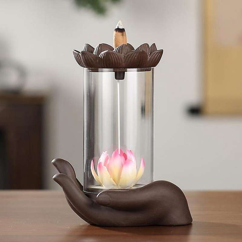 Zen Lotus Burner Smoke Incense Burner,50pcs Cone Incense Aromatherapy