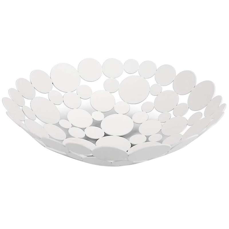 Metal Fruit Bowl Basket Decorative Countertop Fruit Holder (white)