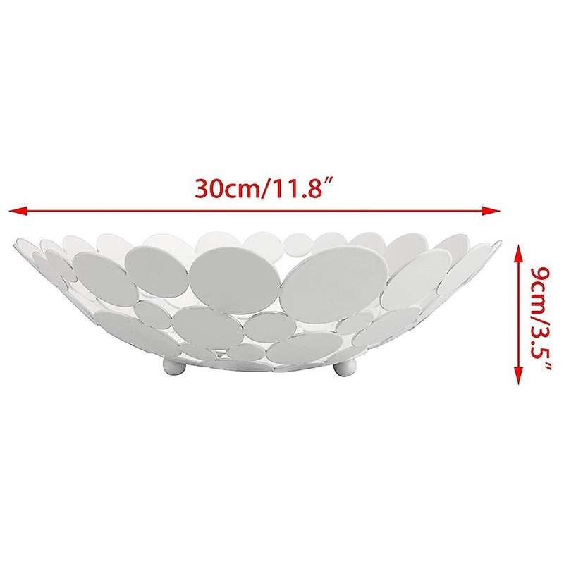 Metal Fruit Bowl Basket Decorative Countertop Fruit Holder (white)