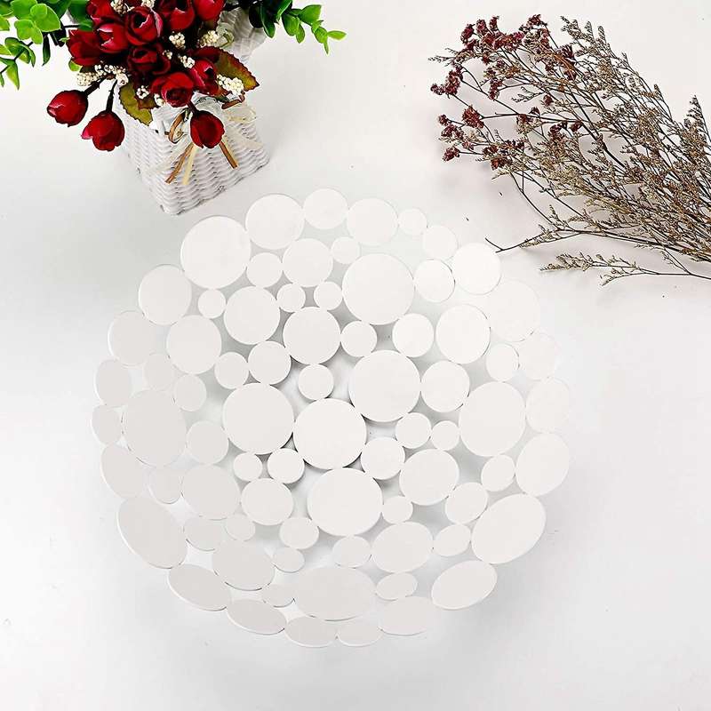 Metal Fruit Bowl Basket Decorative Countertop Fruit Holder (white)