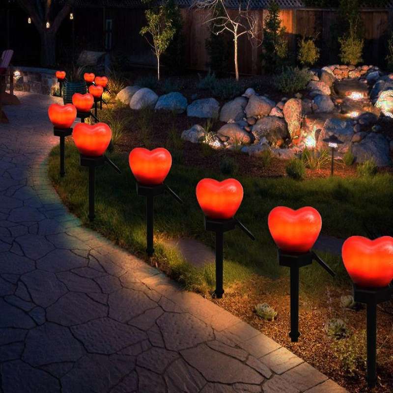 4pcs Solar Ground Plug Light Heart Shaped Led Valentine's Day