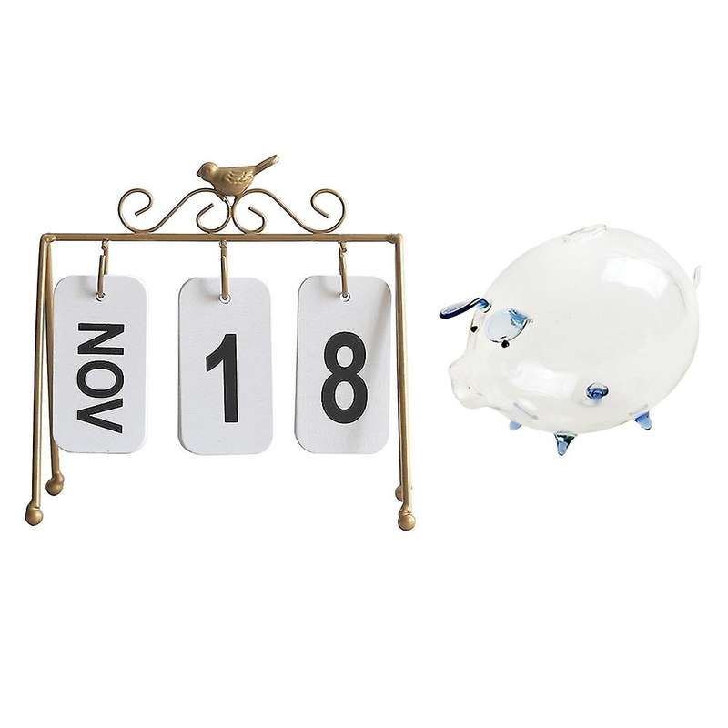 Pig Bank Money Boxes Coin Saving Box Transparent Glass Blue
