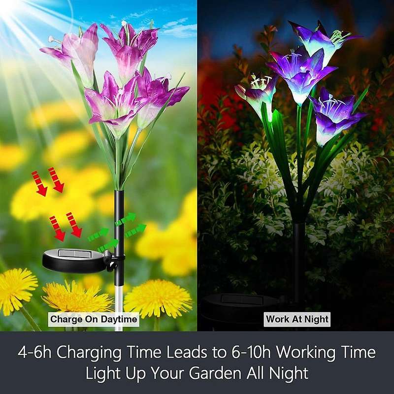 Solar Lights Outdoor Garden Decor, 3 Pack with 12 Bigger Flowers
