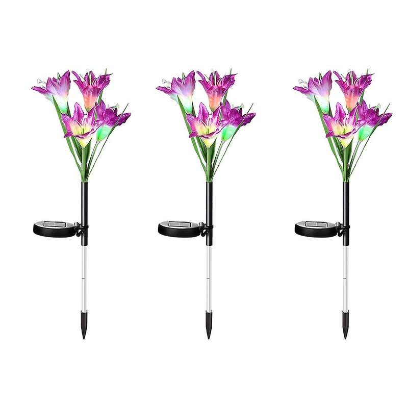 Solar Lights Outdoor Garden Decor, 3 Pack with 12 Bigger Flowers