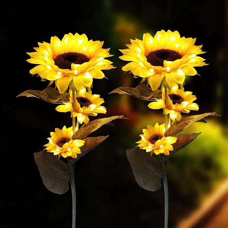 2 Pack Sunflower Garden Lights Waterproof Decorative Ornaments