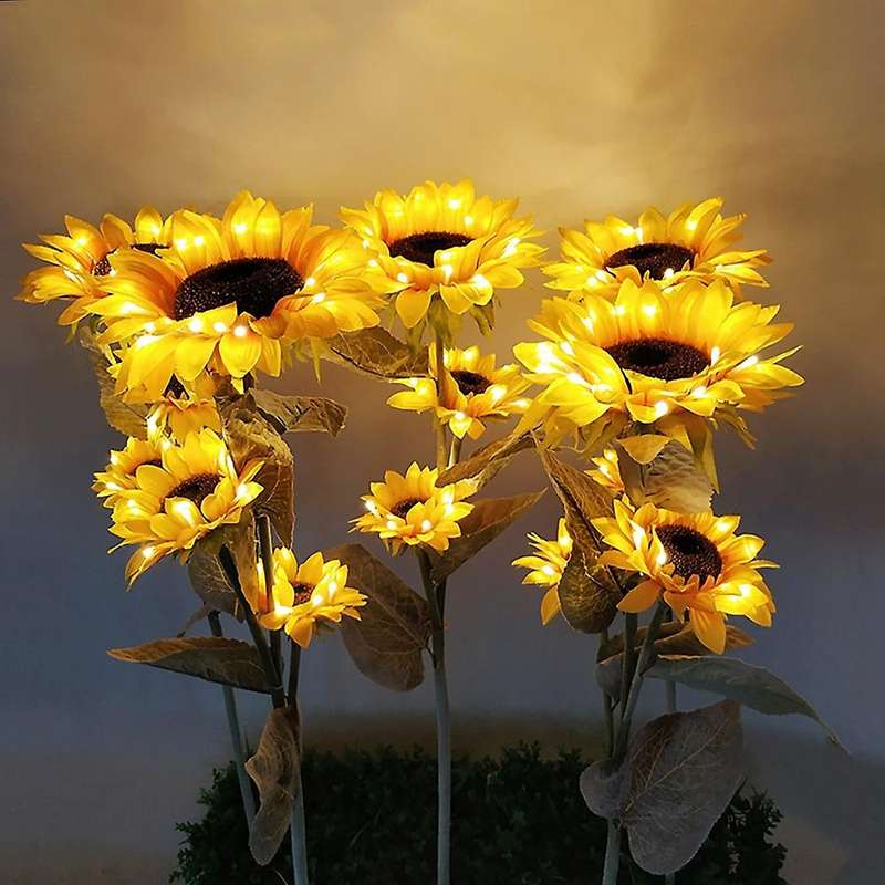 2 Pack Sunflower Garden Lights Waterproof Decorative Ornaments