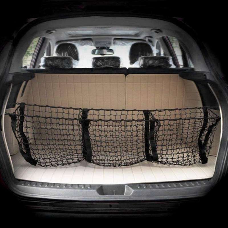 2x Pocket Trunk Storage Bag Storage Heavy Cargo Net 8 Hooks and Loops