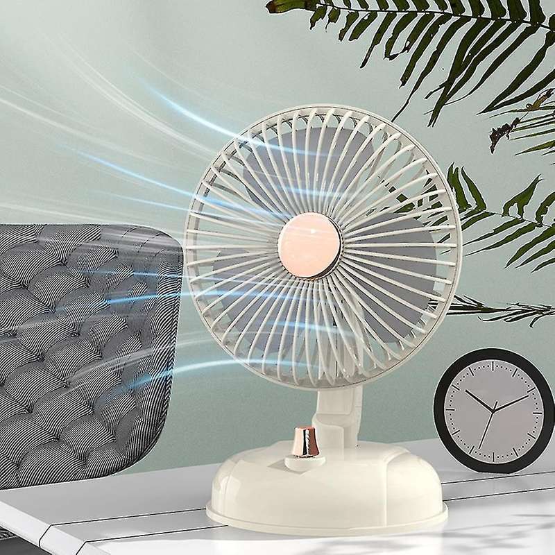 Rechargeable Silent Table Fan for Office Home Desk Dormitory,white