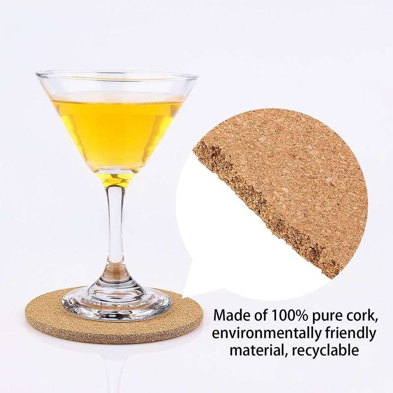 Cork Coasters for Drinks with Metal Holder,natural Cork Coaster Set