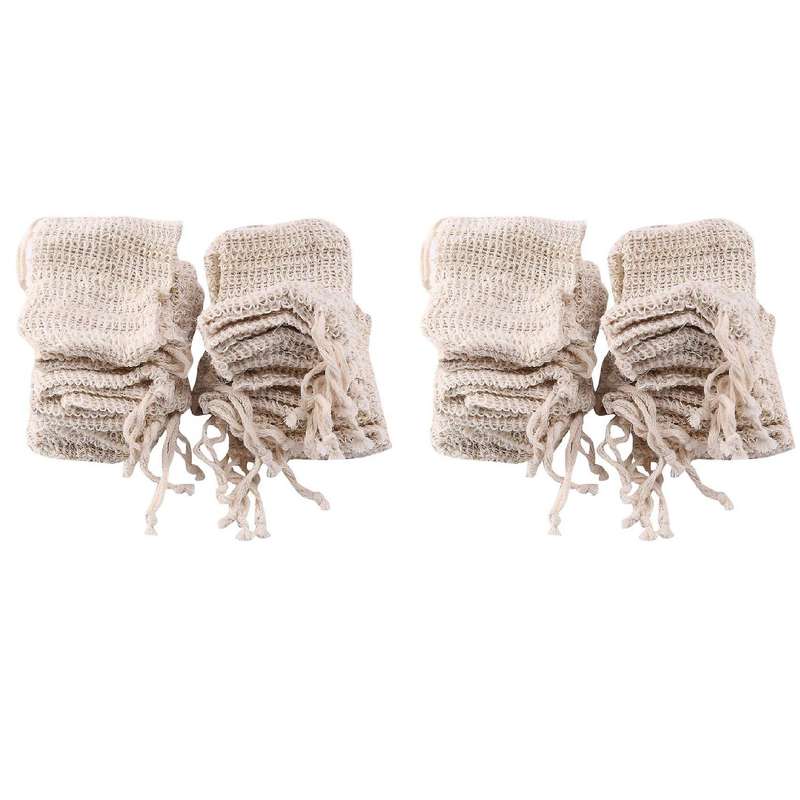60 Pack Natural Sisal Soap Bag Exfoliating Soap Saver Pouch Holder