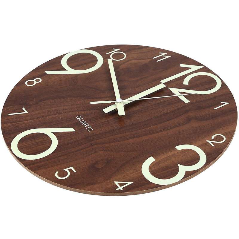 Luminous Wall Clock,12 Inch Wooden Wall Clocks(brown)