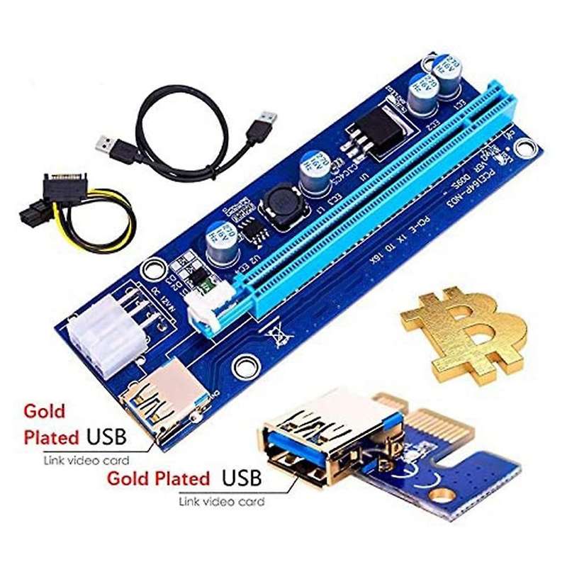 Version 009s Gold Pci-e 1x to 16x Usb 3.0 Extender Riser Adapter Card
