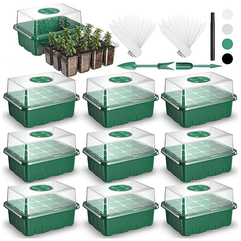 Seed Starter Tray for Greenhouse Propagator Seeds Plant -green