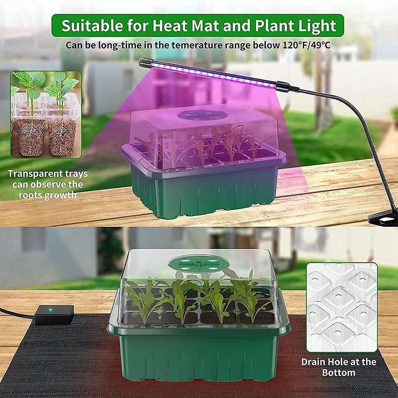 Seed Starter Tray for Greenhouse Propagator Seeds Plant -green