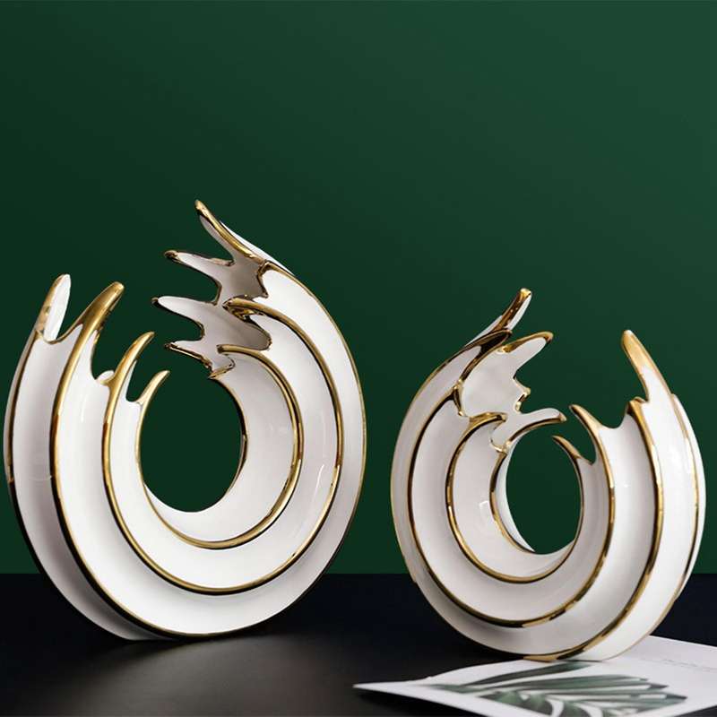 Luxury Abstract Sea Wave Ceramic Statue Living Room Sculpture D