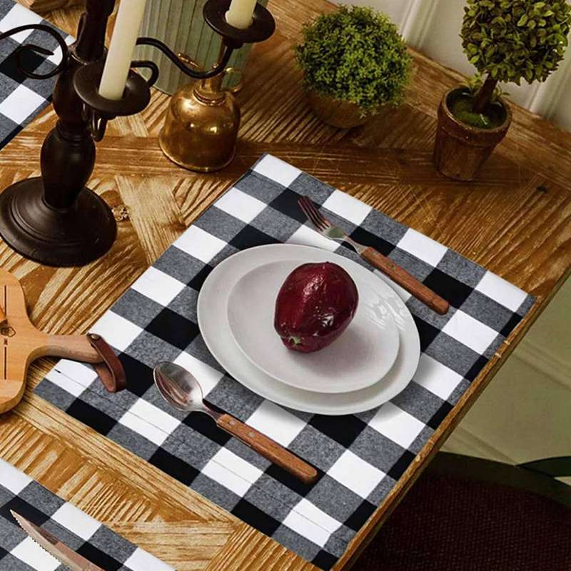 2 Pack 12 Placemat Table Mat Black White Burlap Placemat 30x45cm