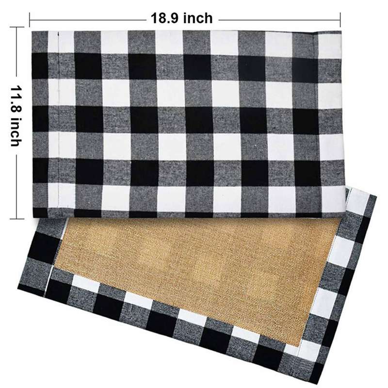 2 Pack 12 Placemat Table Mat Black White Burlap Placemat 30x45cm