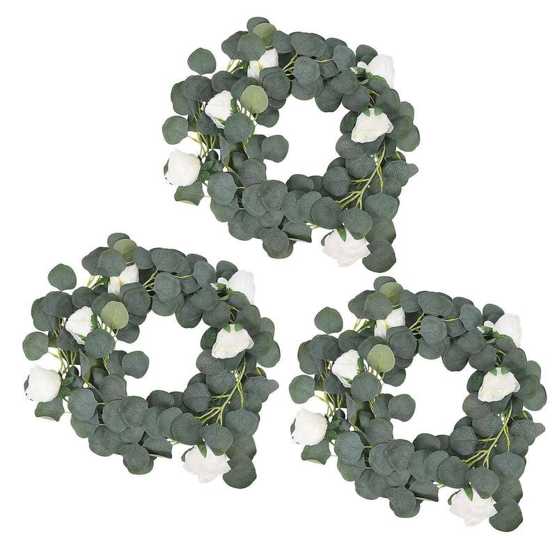 3pcs 6.5foot Artificial Eucalyptus Garland,for Wedding Decor