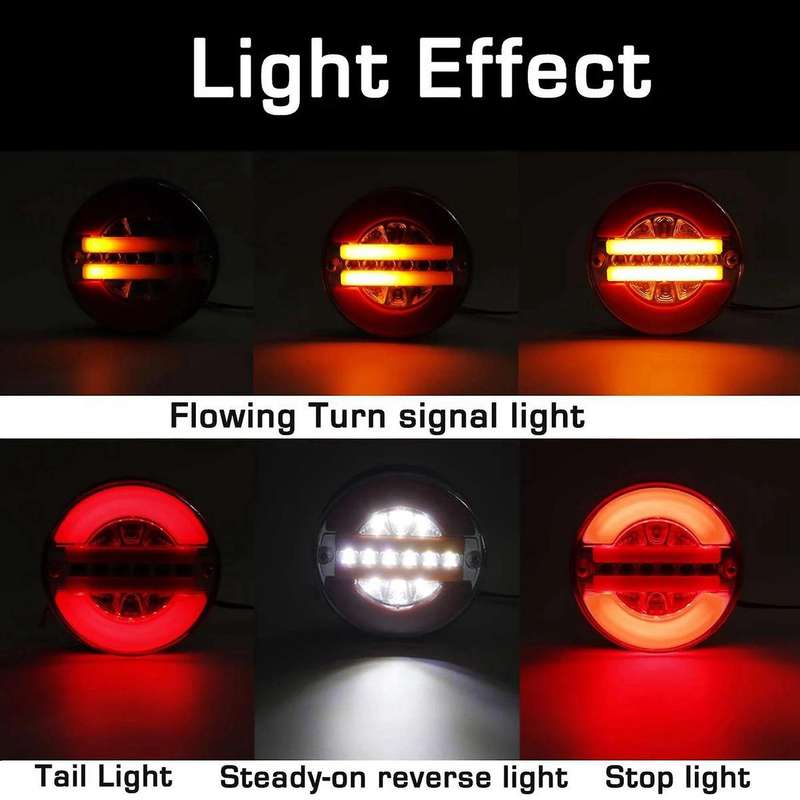 4 Inch Trailer Dynamic Tail Light 24v Led Truck Brake Light Led Round
