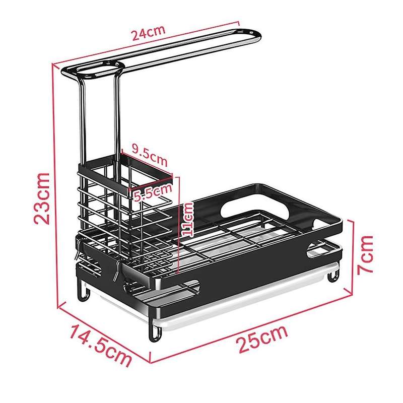 Sink Caddy Organizer, Dishcloth Holder Countertop with Drain Tray