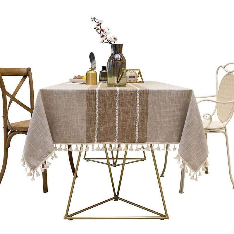 Tablecloth Rectangle Cotton Linen Fabric Table Cover Cloth(grey)