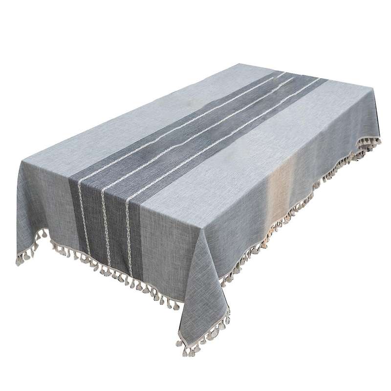 Tablecloth Rectangle Cotton Linen Fabric Table Cover Cloth(grey)