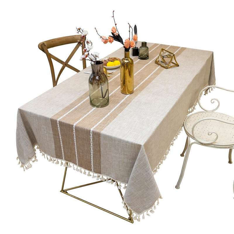 Tablecloth Rectangle Cotton Linen Fabric Table Cover Cloth(grey)