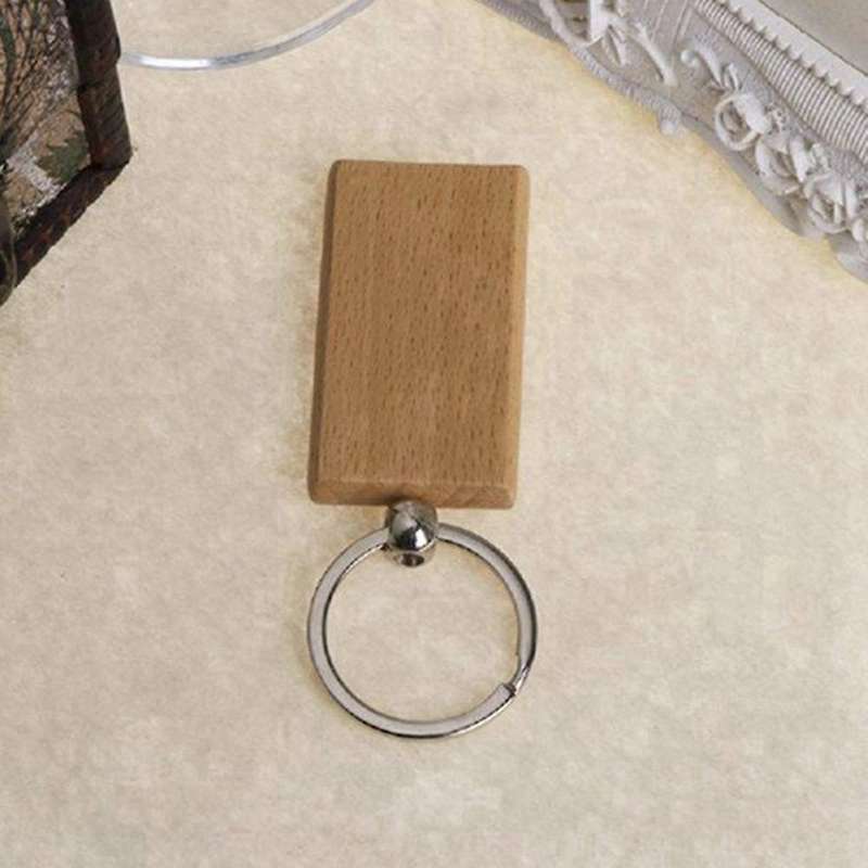 60pcs Blank Round Wooden Key Chain Diy Wood Keychains Key Tags