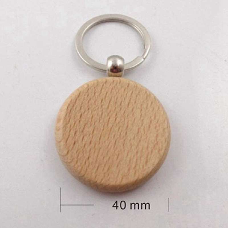 60pcs Blank Round Wooden Key Chain Diy Wood Keychains Key Tags