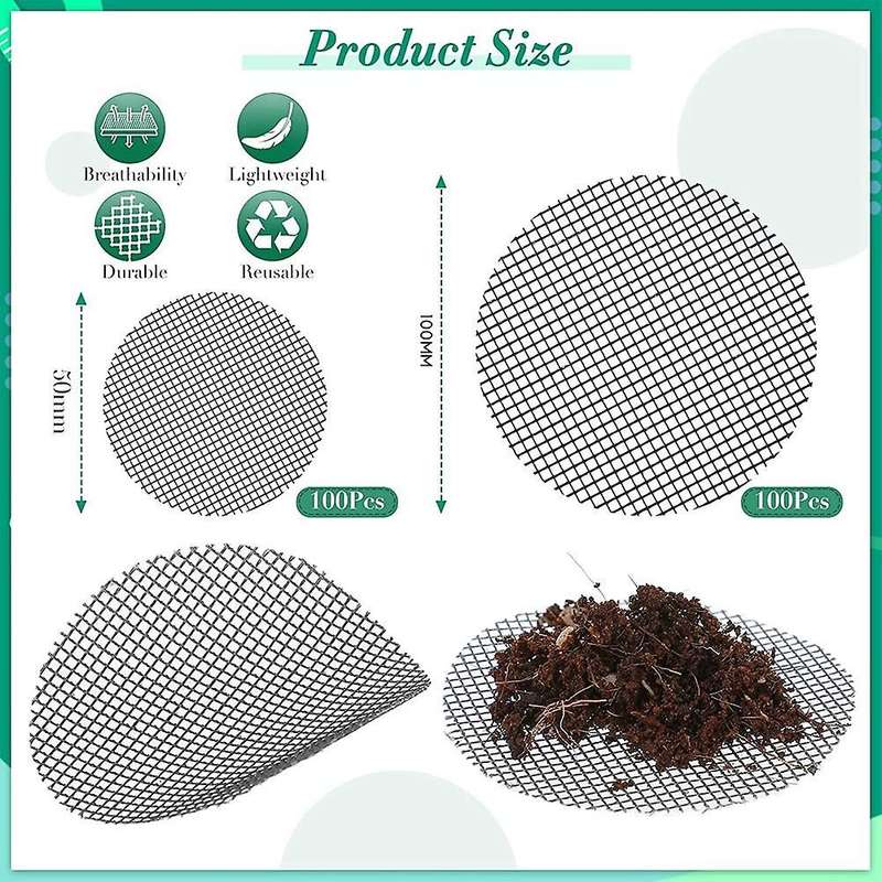 200 Pieces Round Mesh for Plant Pot Gardening Pad Plant Pot Mesh Pad
