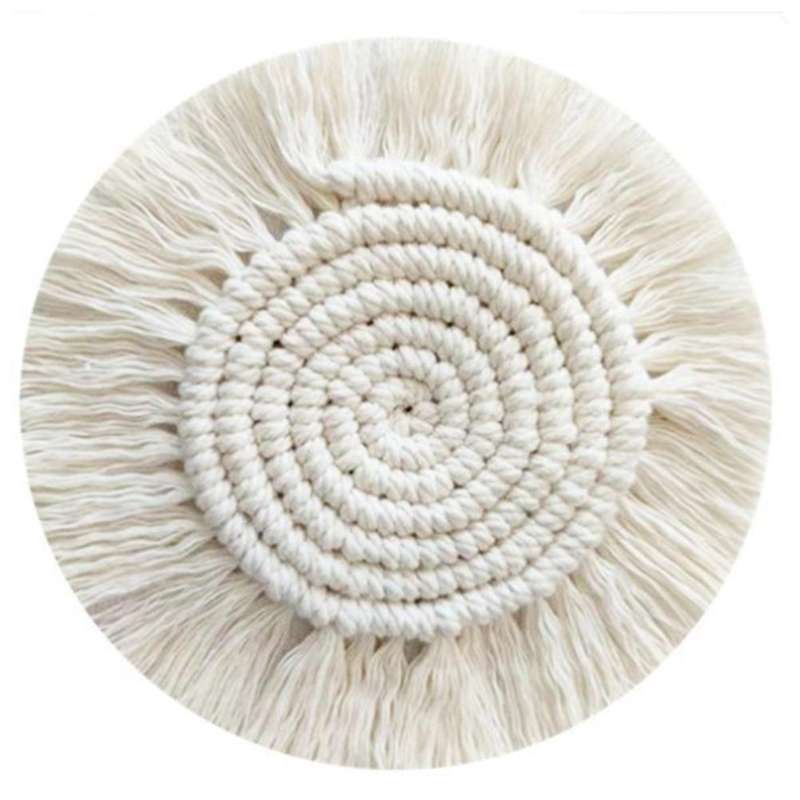 Round Cotton Coasters Placemat Non-slip Handmade Cup Mat for Table