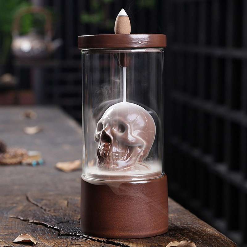 Backflow Incense Burner Skull Incense Burner Home Office Decoration