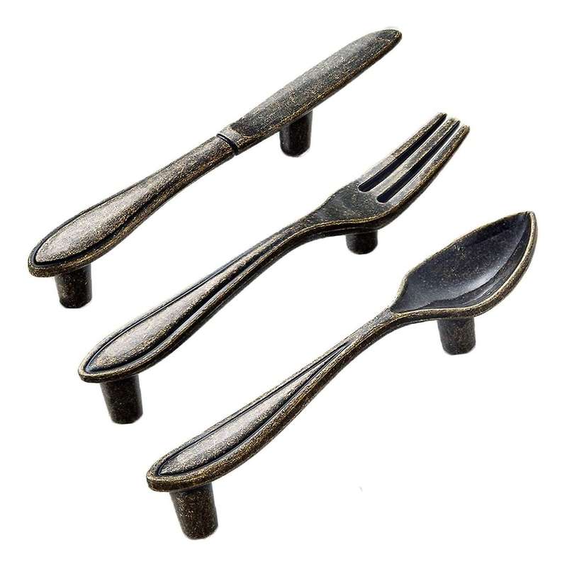 15 Pcs Spoon Fork Kitchen Cabinet Closet Drawer Pull Handles Bronze