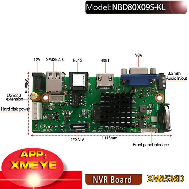 H.265 9chx5mp Nvr Network Dvr Digital Video Recorder Board