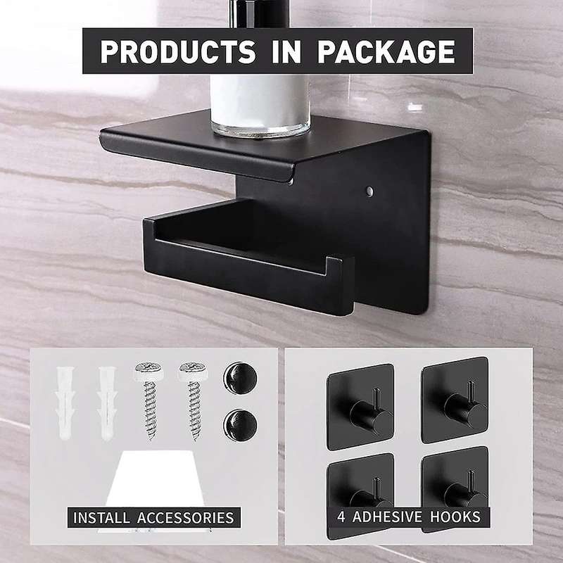 Toilet Paper Holder with Shelf, Toilet Paper Roll Holder