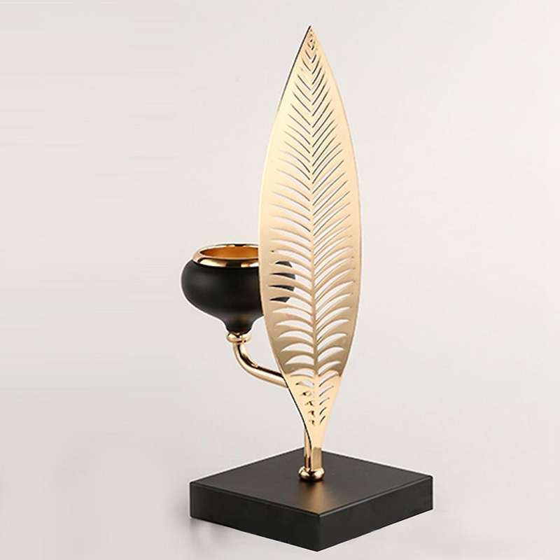Retro Leaf Iron Metal Plant Leaves Candelabra Home Decoration L