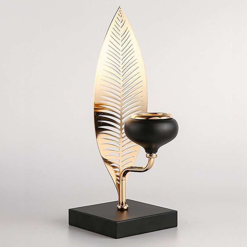 Retro Leaf Iron Metal Plant Leaves Candelabra Home Decoration L