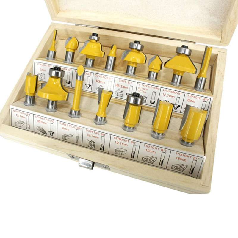 15pcs 8mm Router Bit Set Wood Bits Tungsten Carbide Cutting