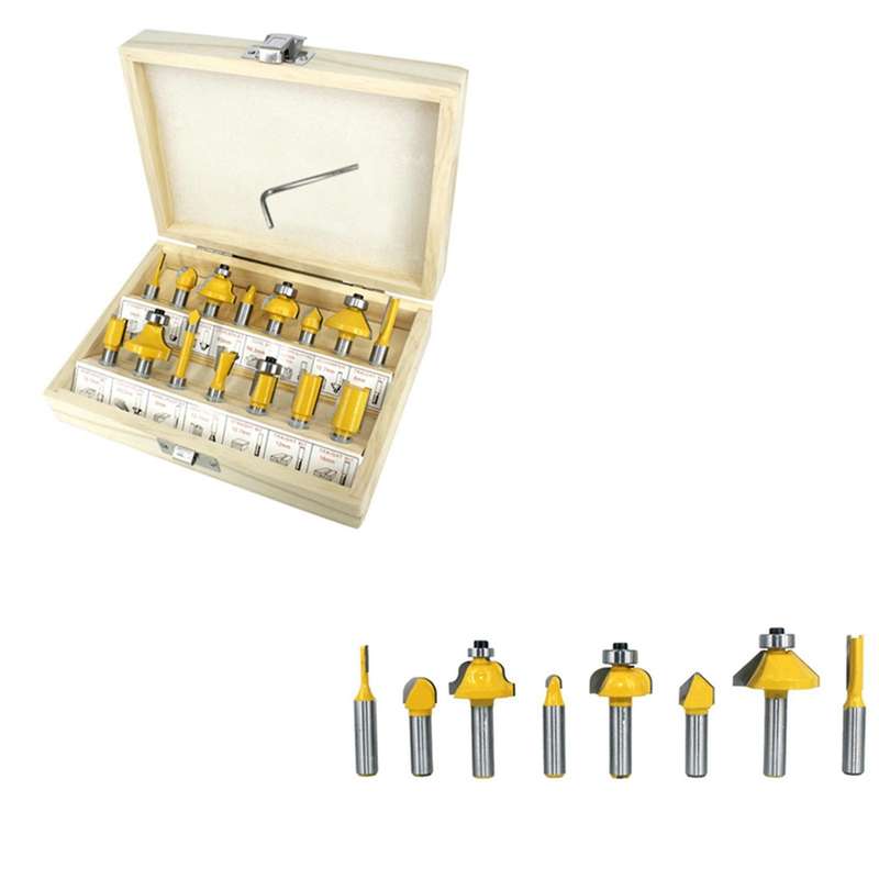 15pcs 8mm Router Bit Set Wood Bits Tungsten Carbide Cutting