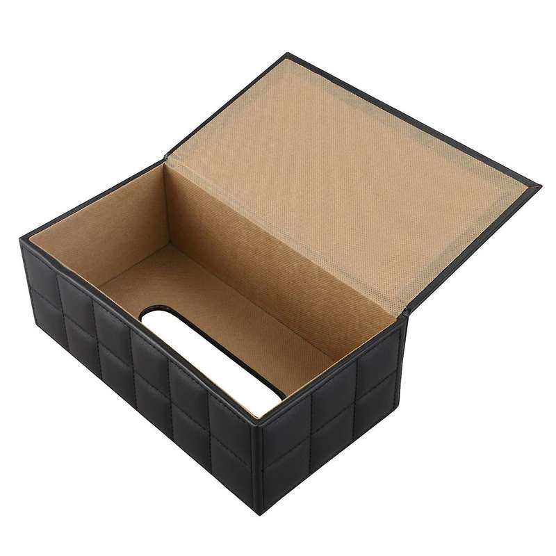 2x Home Car Rectangle Pu Leather Tissue Box Black